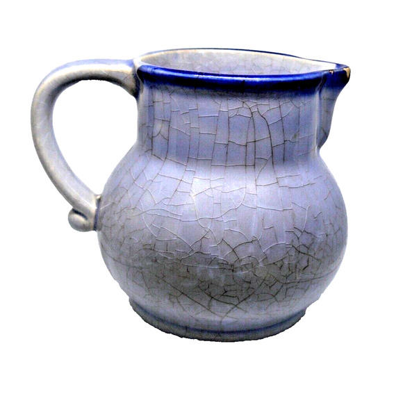 Rare Staffel Stoneware Small Blue & Red Pitcher / Creamer - Germany 4.5” Vintage - Picture 8 of 9